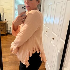 ZARA peach knit ruffle long sleeve